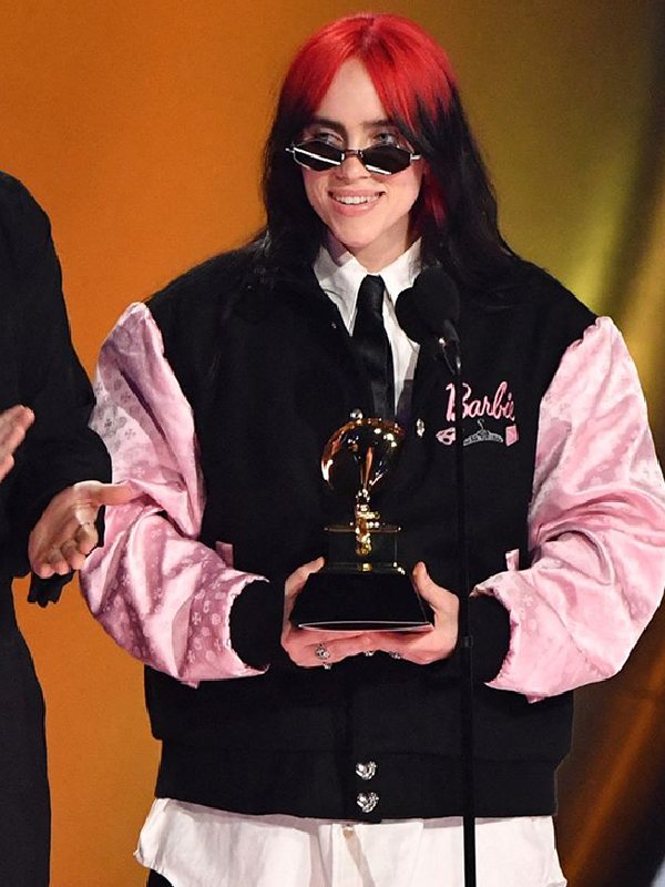 Billie Eilish the 2024 Grammy Awards Barbie Varsity Jacket