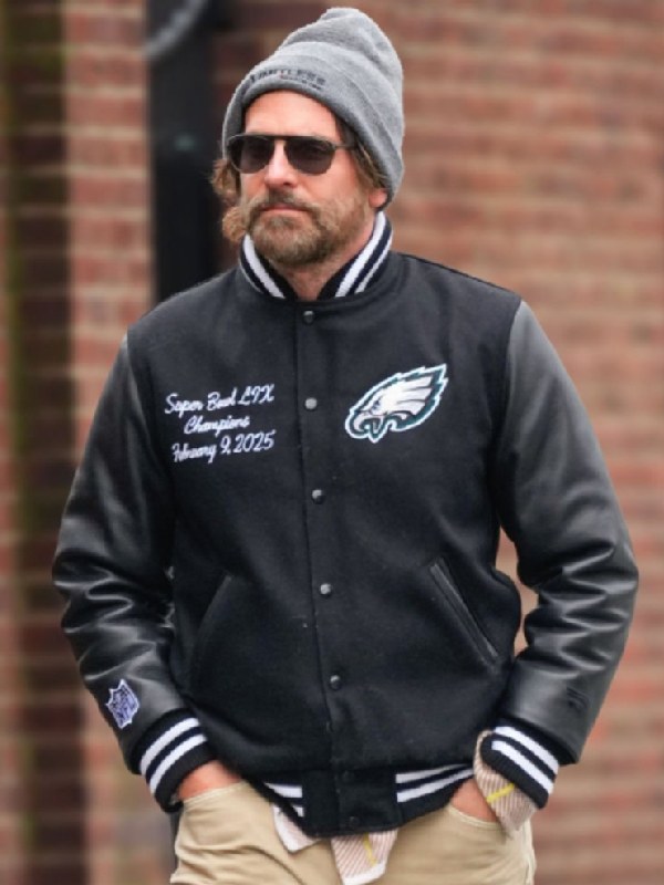 Bradley Cooper Eagles Black Varsity Jacket - Image 2