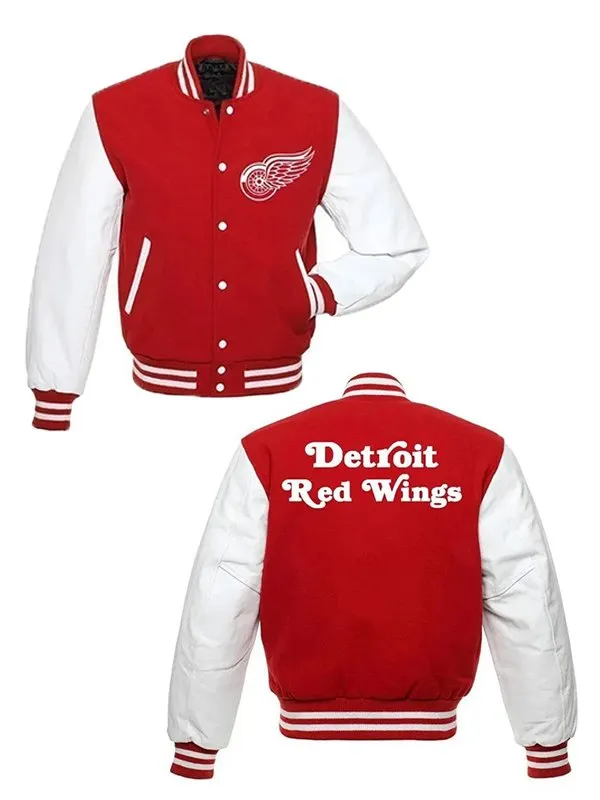 Detroit Red Wings Red and White Varsity Jacket