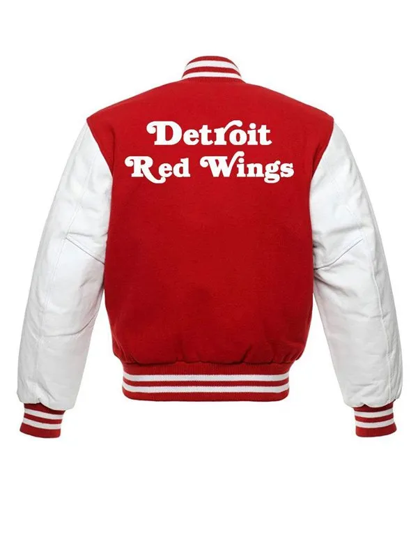 Detroit Red Wings Red and White Varsity Jacket - Image 3