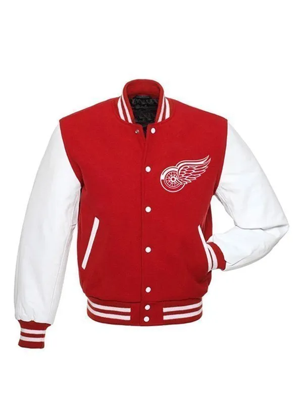 Detroit Red Wings Red and White Varsity Jacket - Image 2