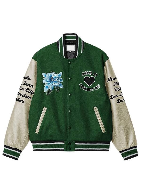 Gigi Hadid Green Varsity Jacket - Image 3