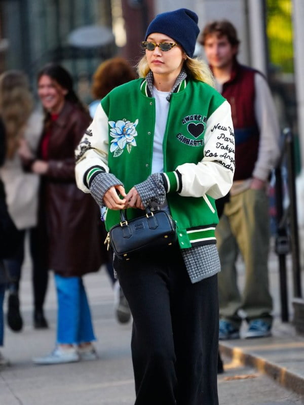 Gigi Hadid Green Varsity Jacket