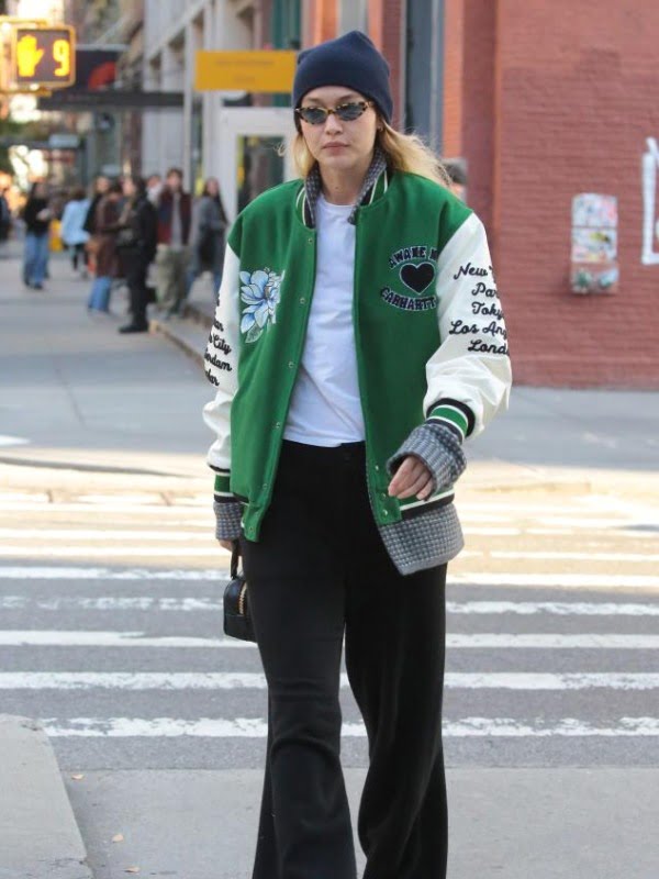 Gigi Hadid Green Varsity Jacket - Image 2