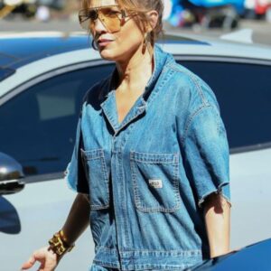 Jennifer Lopez Blue Denim Jumpsuit