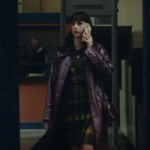 The Gentlemen S01 2024 Kaya Scodelario Maroon Leather Coat