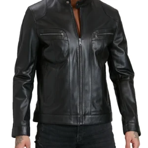 Mens Black Motorcycle Leather Jacket