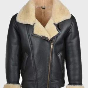 Mens Shearling Black Leather B3 Jacket
