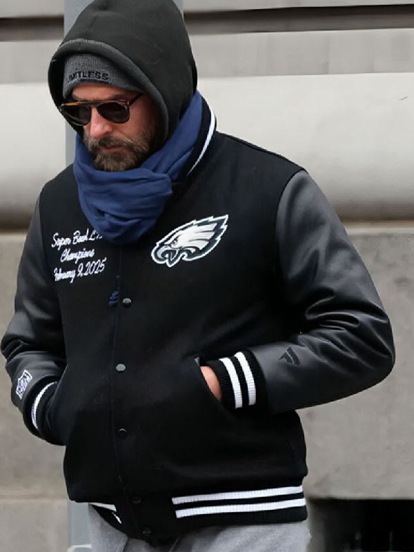 Bradley Cooper Eagles Black Varsity Jacket - Image 4