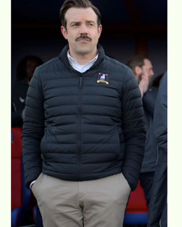 Ted Lasso S02 Jason Sudeikis Navy Blue Parachute Puffer Jacket