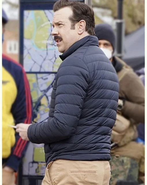 Ted Lasso S02 Jason Sudeikis Navy Blue Parachute Puffer Jacket - Image 5