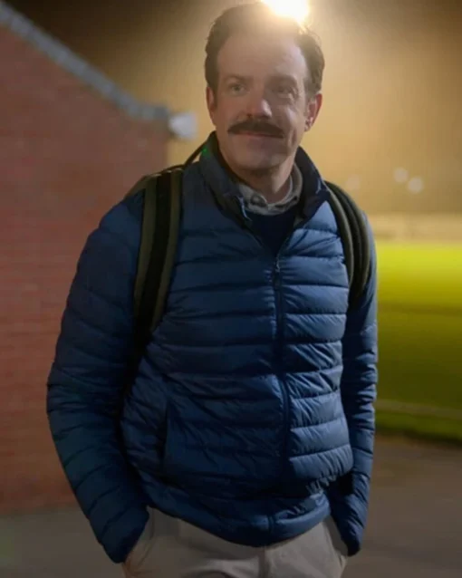 Ted Lasso S02 Jason Sudeikis Navy Blue Parachute Puffer Jacket - Image 4
