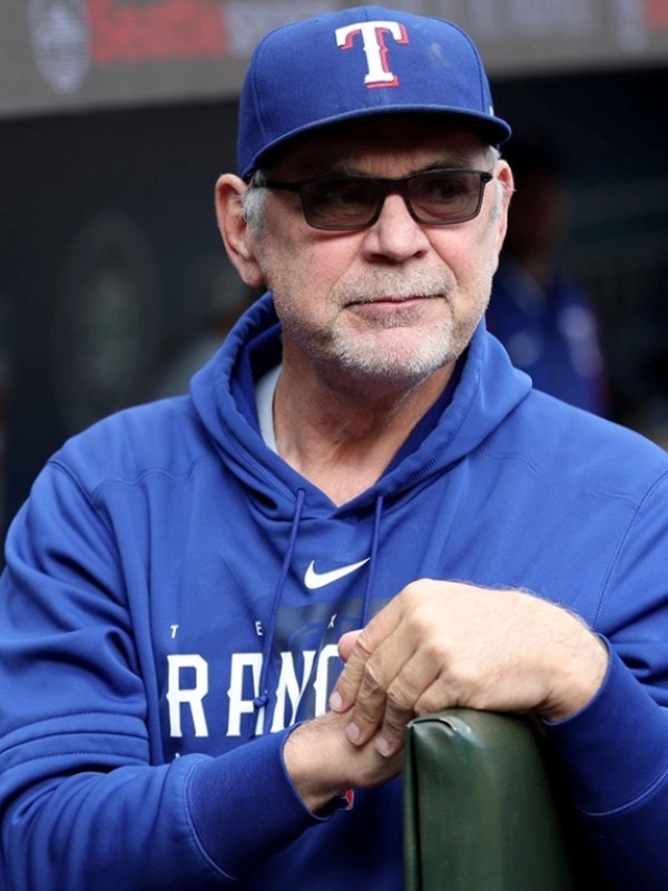 Bruce Bochy Texas Rangers Baseball Blue Hoodie - Image 2