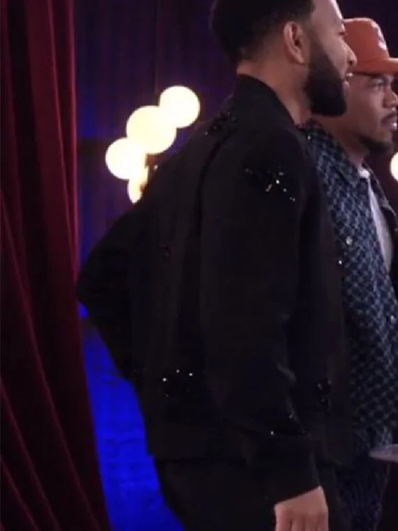 The Voice S25 John Legend Black Embellished Bomber Jacket - Image 2