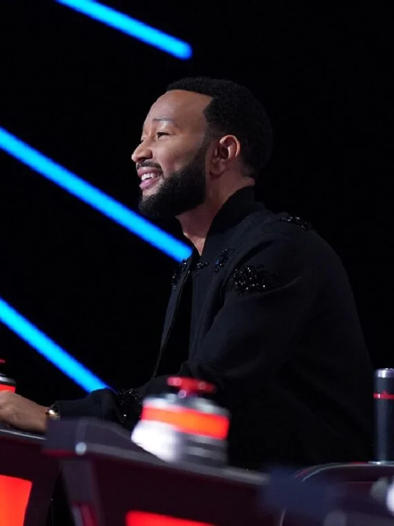 The Voice S25 John Legend Black Embellished Bomber Jacket - Image 3