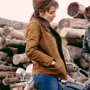 The Bikeriders Jodie Comer Brown Jacket