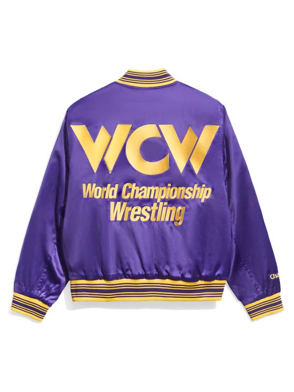 WCW Purple Satin Varsity Jacket - Image 2