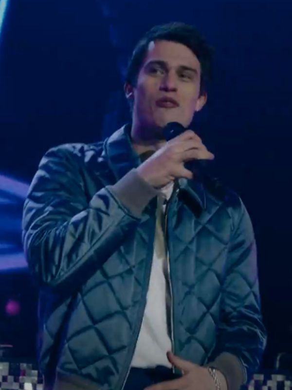 Nicholas Galitzine The Idea Of You Blue Bomber Quilted Jacket