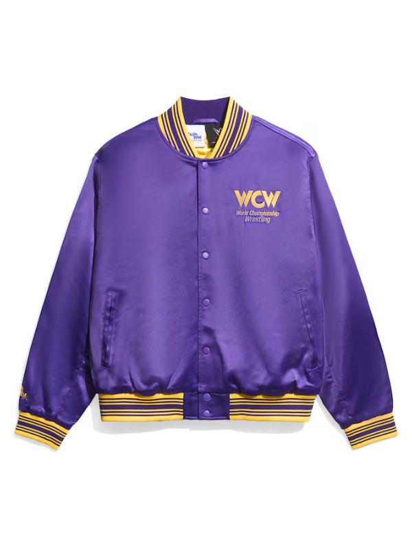 WCW Purple Satin Varsity Jacket