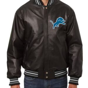 Detroit Lions Black Leather Jacket