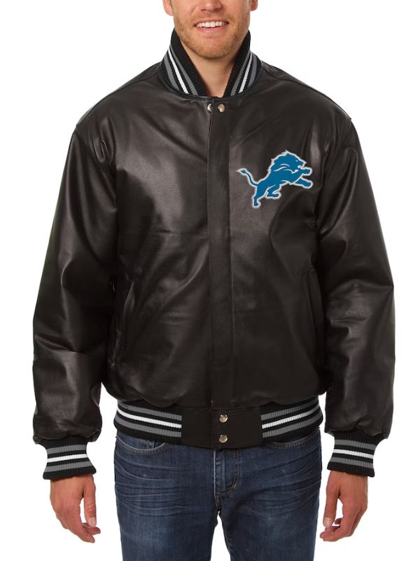 Detroit Lions Black Leather Jacket