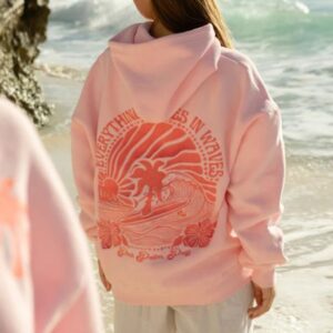Pink Palm Puff Pullover Hoodie
