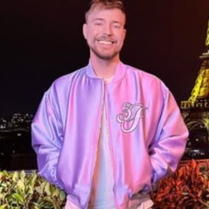 MrBeast 3 Paradis Blue Varsity Jacket