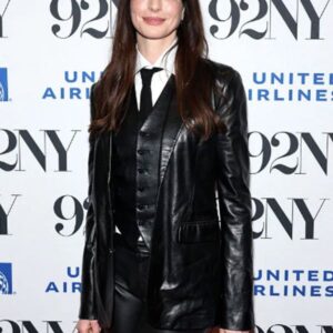Anne Hathaway The Idea Of You Black Leather Blazer