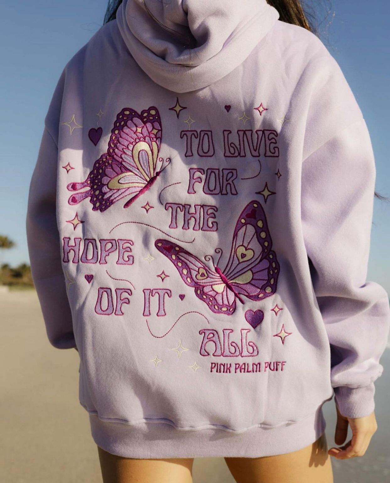Pink Palm Puff To Live For The Hope of It All Hoodie