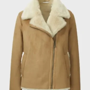 Womens Brown Faux Shearling Jacket