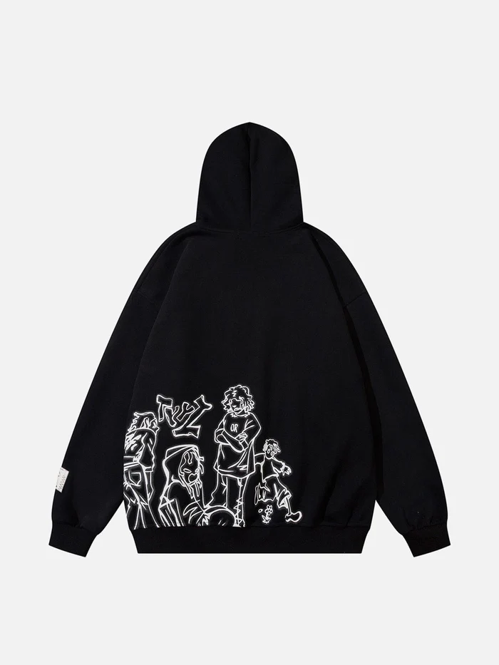 Aelfric Eden Cartoon Line Character Hoodie - Image 4
