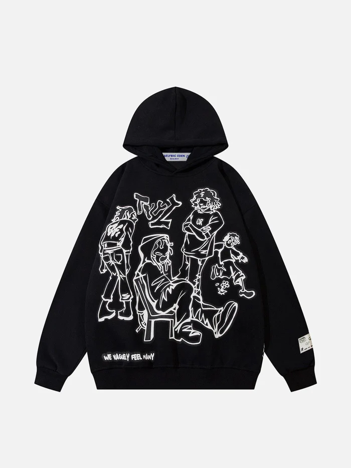 Aelfric Eden Cartoon Line Character Hoodie - Image 3